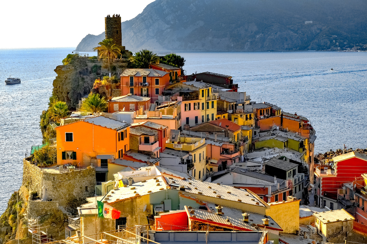 The colorful fishing village of Vernazza, one of the five towns of the Cinque Terre